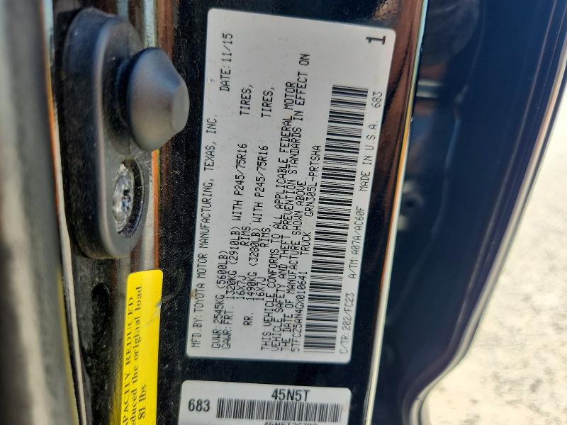 2016 Toyota Tacoma მანქანა იყიდება აუქციონზე, vin: 5TFCZ5AN4GX010641, აუქციონის ნომერი: 85457305