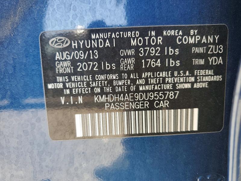 Продажа на аукционе авто 2013 Hyundai Elantra, vin: KMHDH4AE9DU955787, номер лота: 57754876