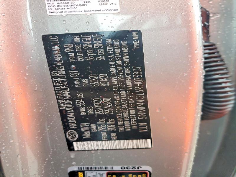 2024 Hyundai Santa Fe მანქანა იყიდება აუქციონზე, vin: 5NMP44GL6RH023807, აუქციონის ნომერი: 58144246