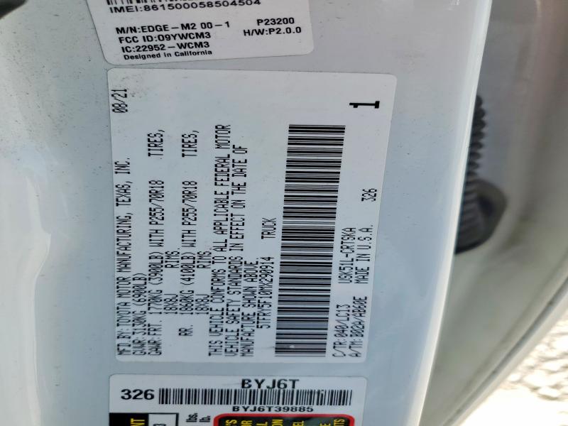 Продажа на аукционе авто 2021 Toyota Tundra, vin: 5TFRY5F10MX290914, номер лота: 58497396