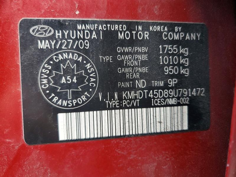 Продажа на аукционе авто 2009 Hyundai Elantra, vin: KMHDT45D89U791472, номер лота: 56294646