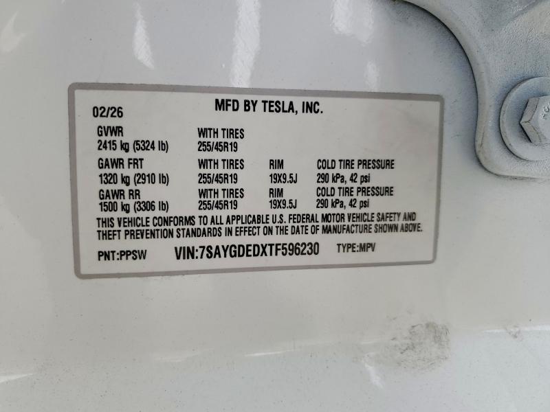 2026 Tesla Model Y მანქანა იყიდება აუქციონზე, vin: 7SAYGDEDXTF596230, აუქციონის ნომერი: 58842246