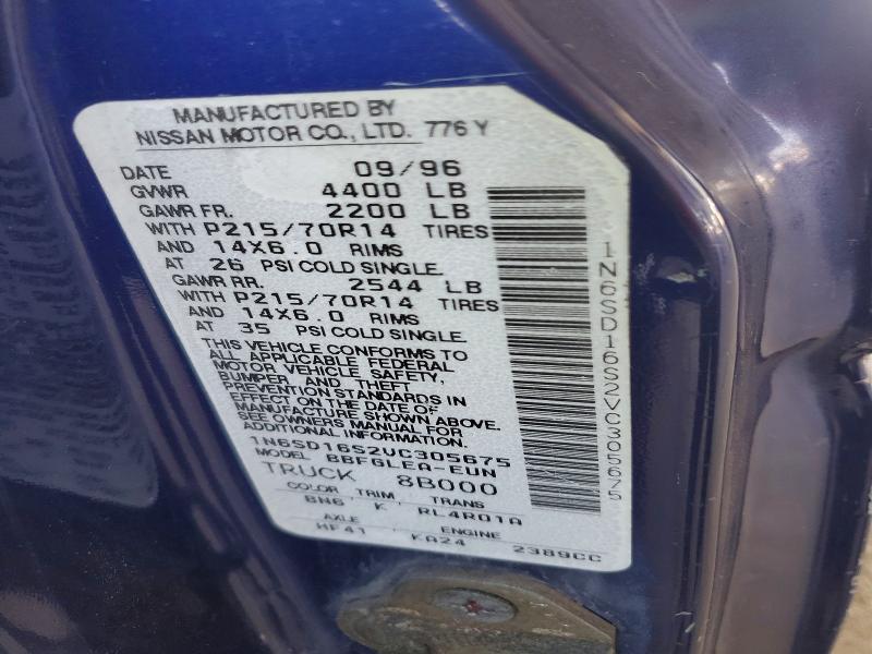 1997 Nissan Truck მანქანა იყიდება აუქციონზე, vin: 1N6SD16S2VC305675, აუქციონის ნომერი: 55835796