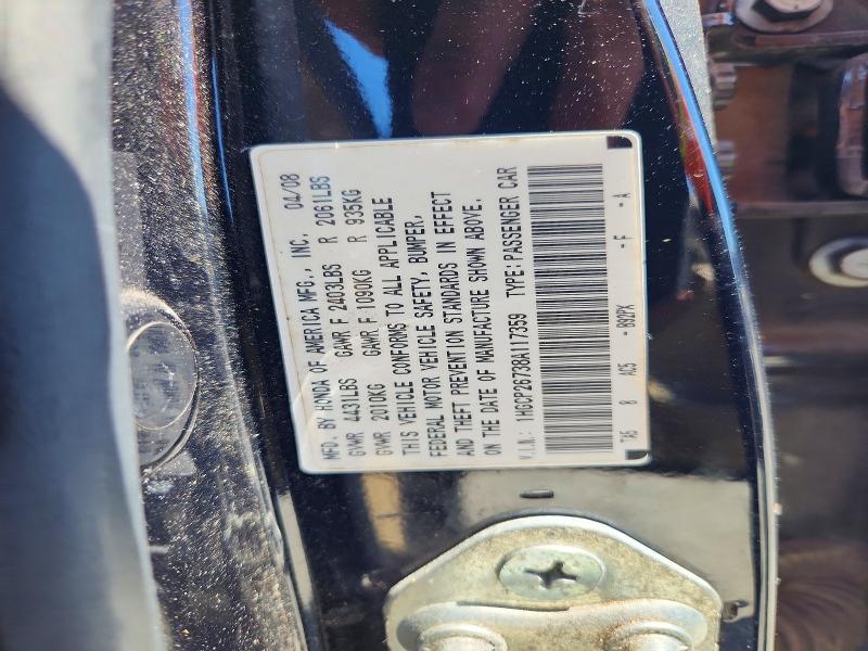 Продаж на аукціоні авто 2008 Honda Accord, vin: 1HGCP26738A117359, номер лоту: 56039926