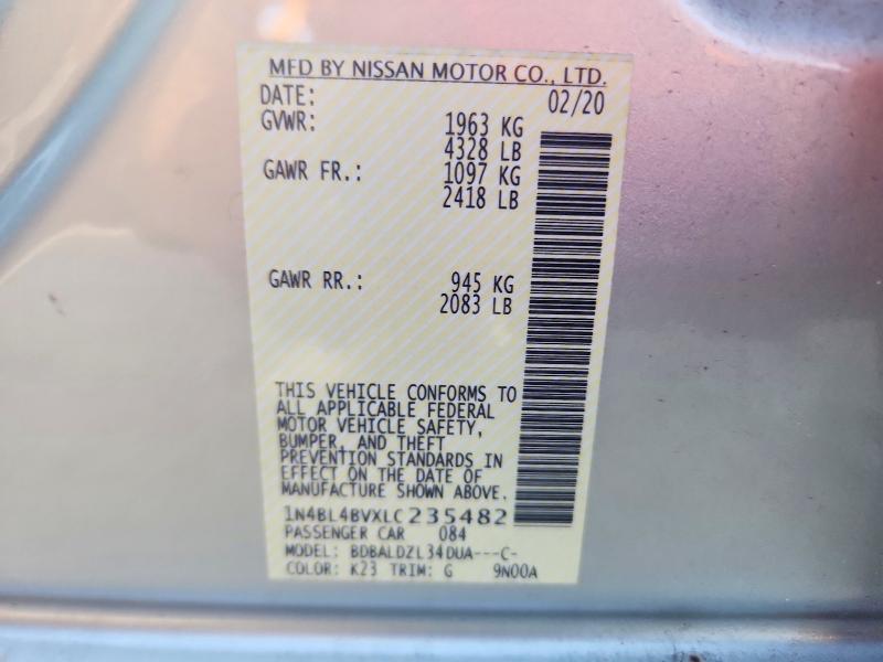 58558386 :رقم المزاد ، 1N4BL4BVXLC235482 vin ، 2020 Nissan Altima مزاد بيع