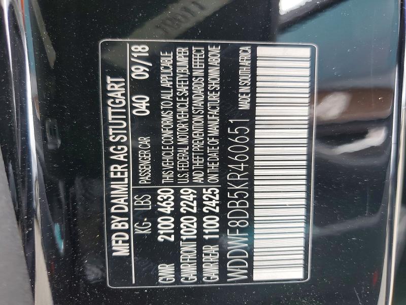 Aukcja sprzedaży 2019 Mercedes-benz C, vin: WDDWF8DB5KR460651, numer aukcji: 58150876