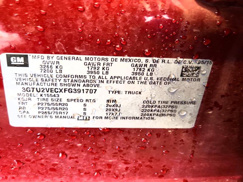 2015 Gmc Sierra მანქანა იყიდება აუქციონზე, vin: 3GTU2VECXFG391707, აუქციონის ნომერი: 56828846