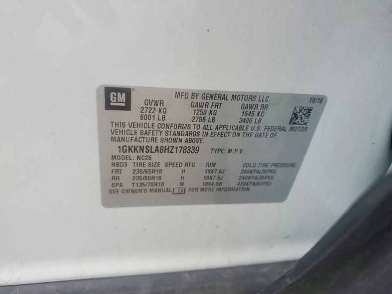 Продажа на аукционе авто 2017 Gmc Acadia, vin: 1GKKNSLA8HZ178339, номер лота: 58376806