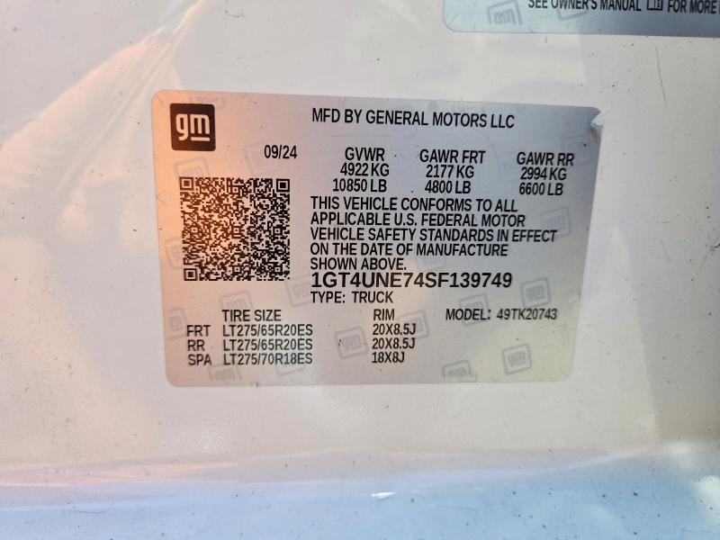 55621076 :رقم المزاد ، 1GT4UNE74SF139749 vin ، 2025 Gmc Sierra مزاد بيع