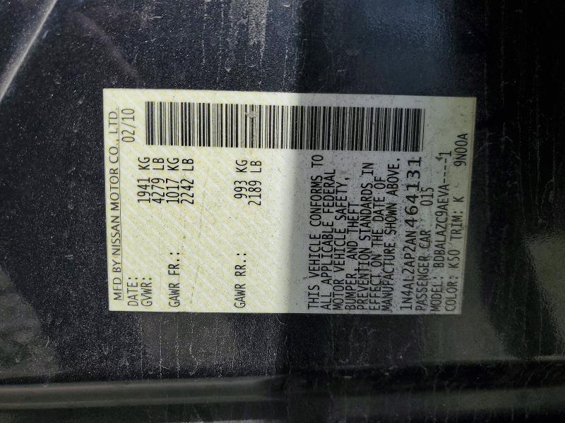 Продажа на аукционе авто 2010 Nissan Altima, vin: 1N4AL2AP2AN464131, номер лота: 85988425