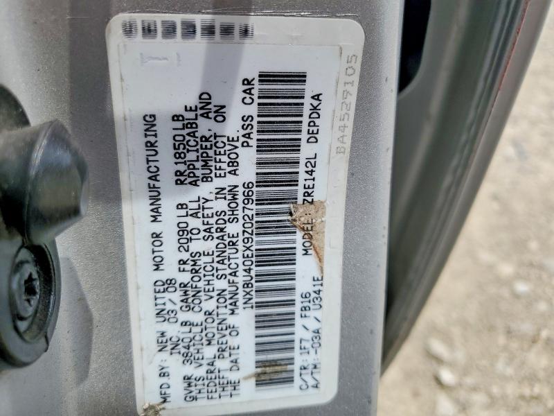 2009 Toyota Corolla მანქანა იყიდება აუქციონზე, vin: 1NXBU40EX9Z027966, აუქციონის ნომერი: 56453056