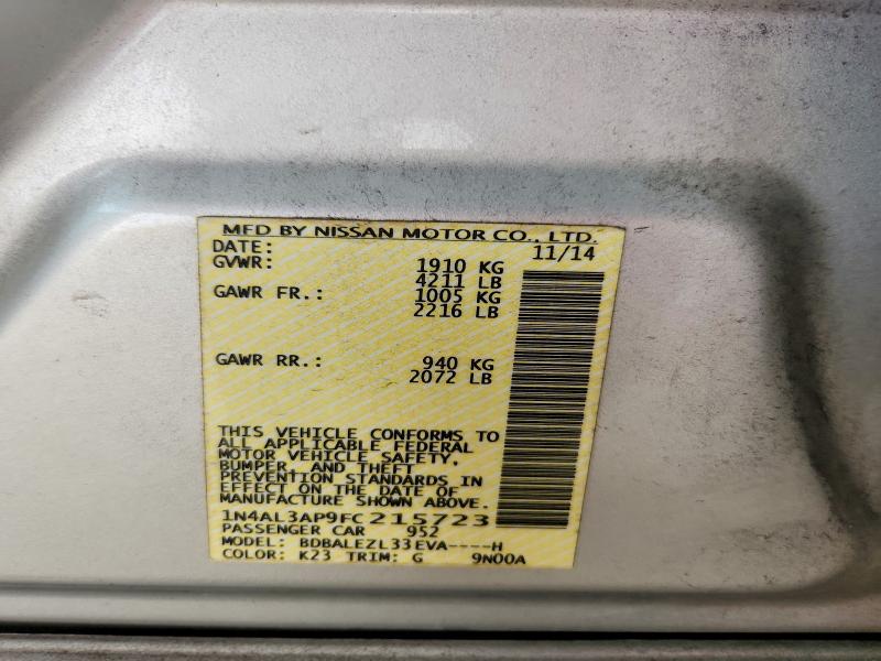 Aukcja sprzedaży 2015 Nissan Altima, vin: 1N4AL3AP9FC215723, numer aukcji: 56833676