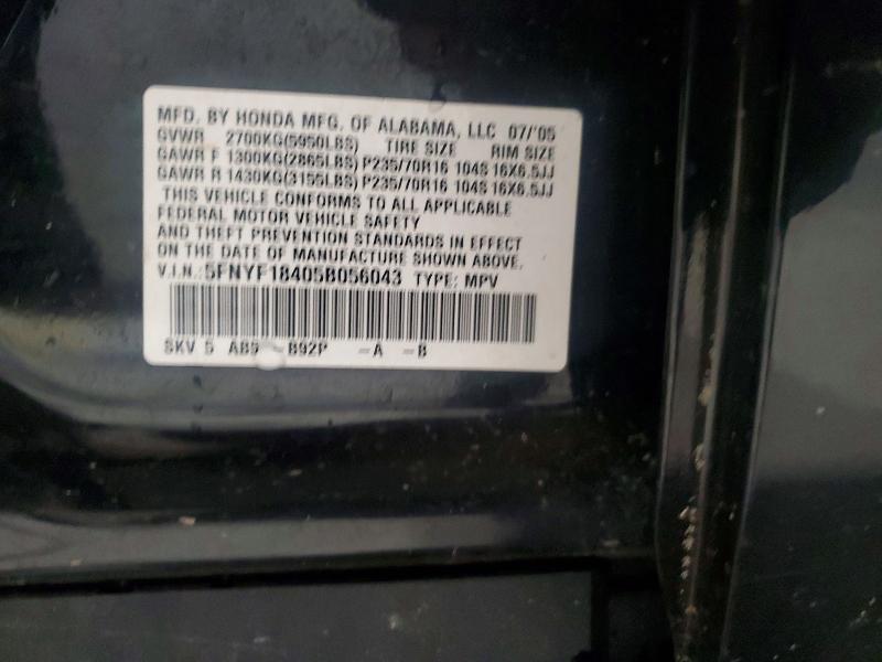 Продажа на аукционе авто 2005 Honda Pilot, vin: 5FNYF18405B056043, номер лота: 56672726