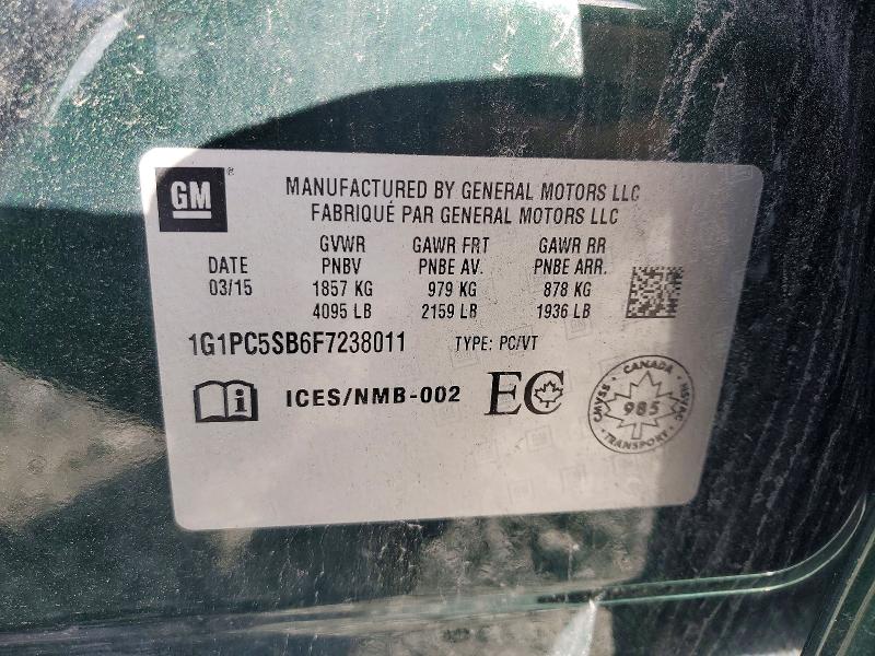 Продаж на аукціоні авто 2015 Chevrolet Cruze, vin: 1G1PC5SB6F7238011, номер лоту: 56584346