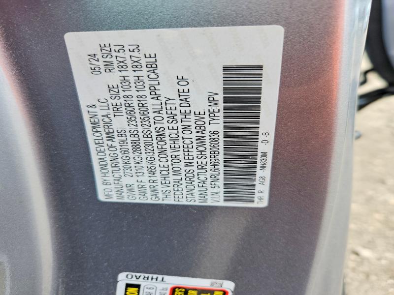 2024 Honda Odyssey მანქანა იყიდება აუქციონზე, vin: 5FNRL6H69RB060836, აუქციონის ნომერი: 55754256