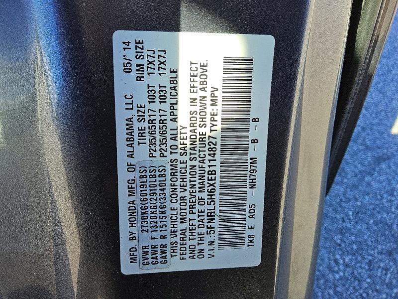 Продаж на аукціоні авто 2014 Honda Odyssey, vin: 5FNRL5H6XEB114827, номер лоту: 58385876