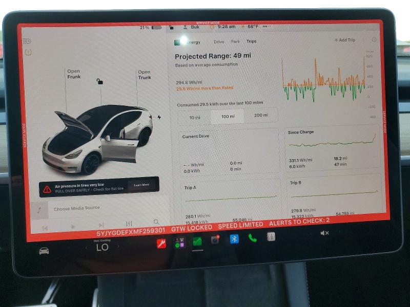Aukcja sprzedaży 2021 Tesla Model Y, vin: 5YJYGDEFXMF259301, numer aukcji: 55953466