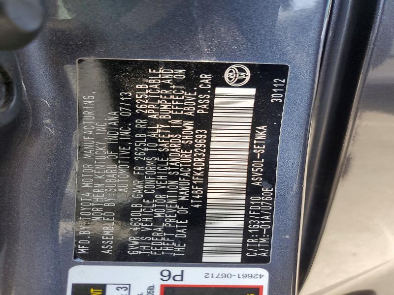 Auction sale of the 2013 Toyota Camry, vin: 4T4BF1FK4DR329693, lot number: 56260326