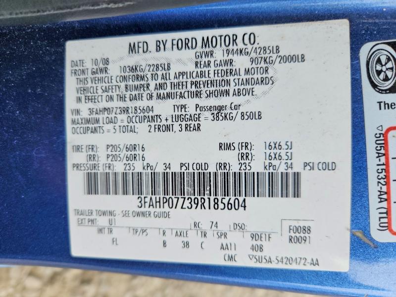 Продажа на аукционе авто 2009 Ford Fusion, vin: 3FAHP07Z39R185604, номер лота: 56025066