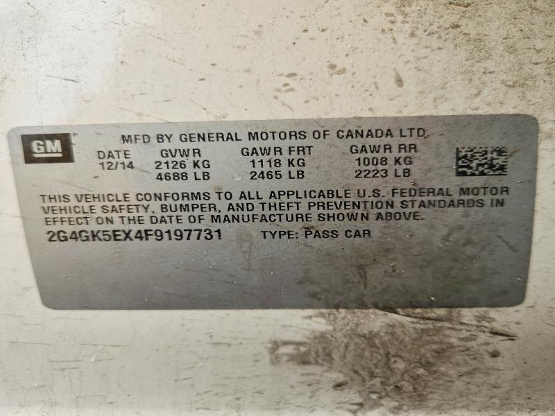 Aukcja sprzedaży 2015 Buick Regal, vin: 2G4GK5EX4F9197731, numer aukcji: 58181406