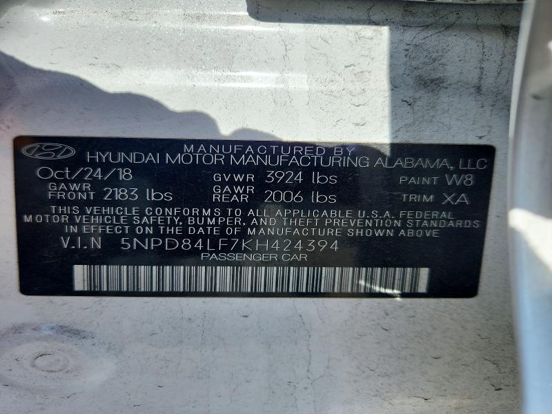 Продаж на аукціоні авто 2019 Hyundai Elantra, vin: 5NPD84LF7KH424394, номер лоту: 57441476