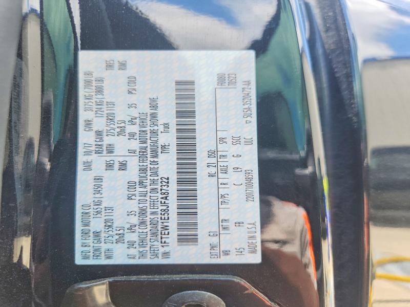 Aukcja sprzedaży 2018 Ford F150, vin: 1FTEW1E58JFA87322, numer aukcji: 58204806