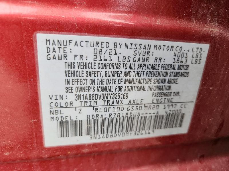Продажа на аукционе авто 2021 Nissan Sentra, vin: 3N1AB8DV0MY326169, номер лота: 58781016