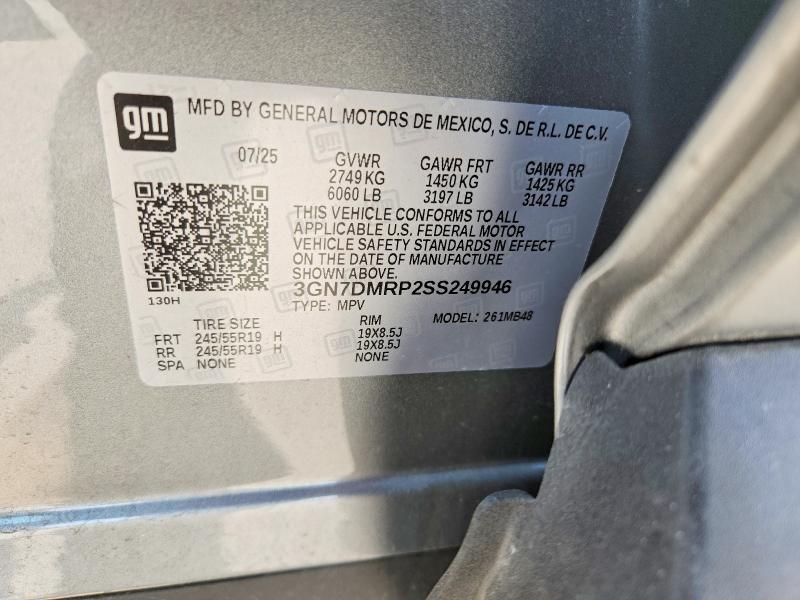2025 Chevrolet Equinox მანქანა იყიდება აუქციონზე, vin: 3GN7DMRP2SS249946, აუქციონის ნომერი: 55649006