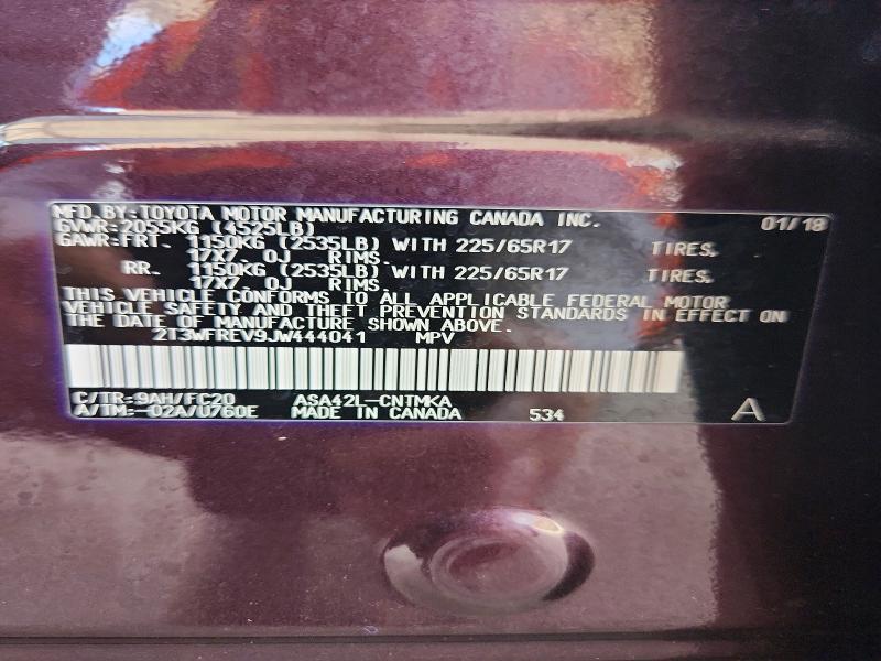 58797466 :رقم المزاد ، 2T3WFREV9JW444041 vin ، 2018 Toyota Rav4 مزاد بيع