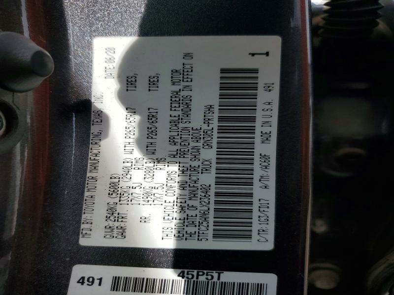 Продажа на аукционе авто 2020 Toyota Tacoma, vin: 5TFCZ5AN6LX236402, номер лота: 56314116