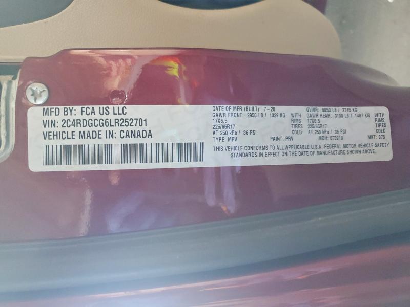 Продаж на аукціоні авто 2020 Dodge Grand Caravan, vin: 2C4RDGCG6LR252701, номер лоту: 58087016