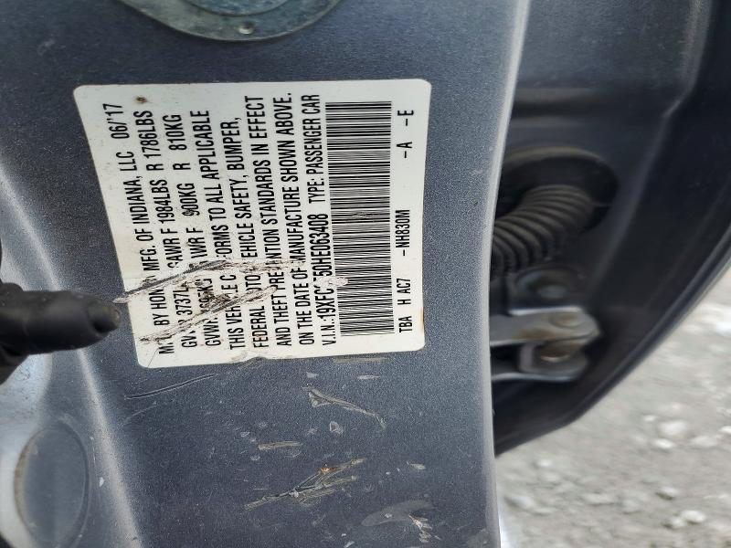 Продаж на аукціоні авто 2017 Honda Civic, vin: 19XFC2F50HE063408, номер лоту: 58820136