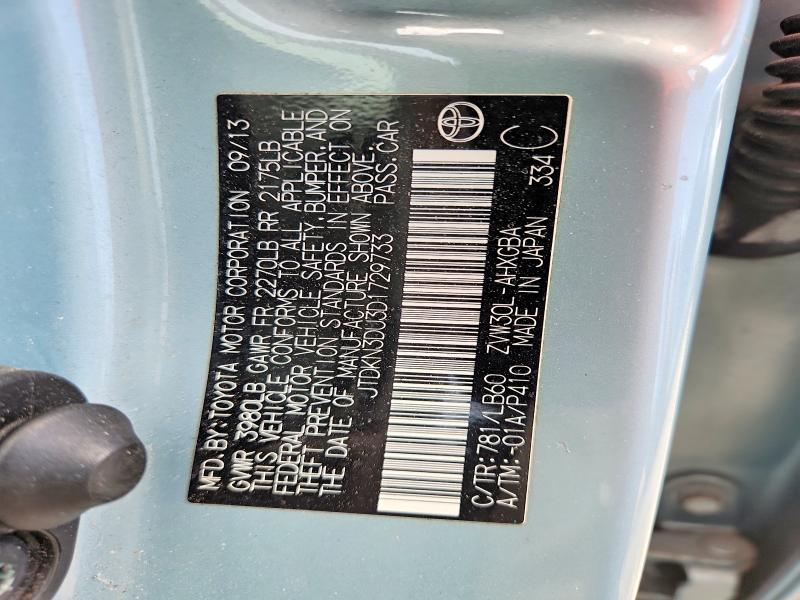 Продаж на аукціоні авто 2013 Toyota Prius, vin: JTDKN3DU3D1729733, номер лоту: 58124546