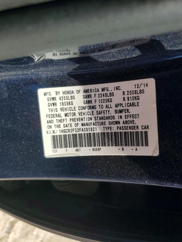 Продажа на аукционе авто 2015 Honda Accord, vin: 1HGCR2F32FA090921, номер лота: 58966246