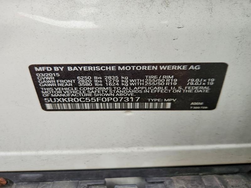 2015 Bmw X5 მანქანა იყიდება აუქციონზე, vin: 5UXKR0C55F0P07317, აუქციონის ნომერი: 56022216