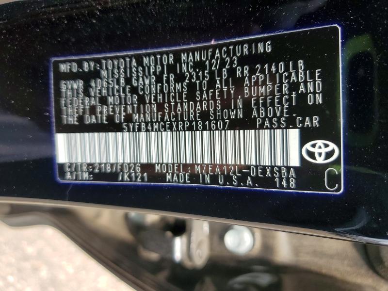 Продажа на аукционе авто 2024 Toyota Corolla, vin: 5YFB4MCEXRP181607, номер лота: 55414216