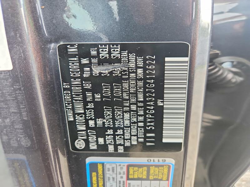 Auction sale of the 2018 Kia Sorento, vin: 5XYPG4A32JG412622, lot number: 58831846