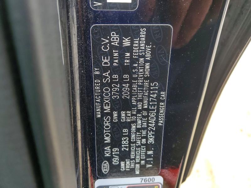 Aukcja sprzedaży 2020 Kia Forte, vin: 3KPF24AD6LE174115, numer aukcji: 55141296