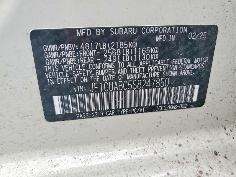 Продажа на аукционе авто 2025 Subaru Impreza, vin: JF1GUABC5S8247850, номер лота: 55959126