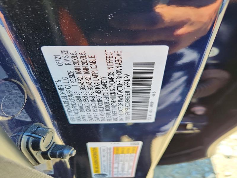 Продаж на аукціоні авто 2021 Honda Passport, vin: 5FNYF8H0XMB027590, номер лоту: 57405326