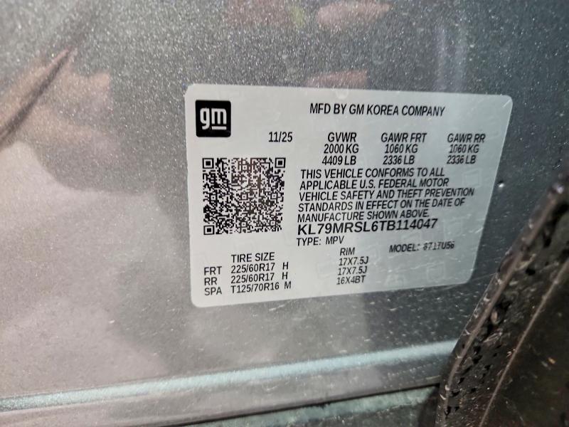 58138126 :رقم المزاد ، KL79MRSL6TB114047 vin ، 2026 Chevrolet Trailblazer مزاد بيع