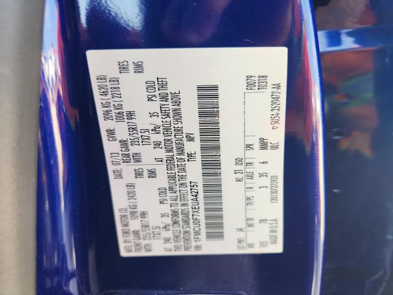 2014 Ford Escape მანქანა იყიდება აუქციონზე, vin: 1FMCU0F7XEUA42757, აუქციონის ნომერი: 58574416