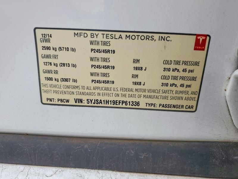 58306056 :رقم المزاد ، 5YJSA1H19EFP61336 vin ، 2014 Tesla Model S مزاد بيع