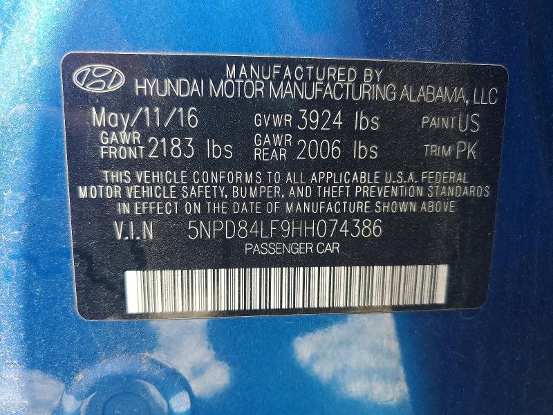 Aukcja sprzedaży 2017 Hyundai Elantra, vin: 5NPD84LF9HH074386, numer aukcji: 56639256