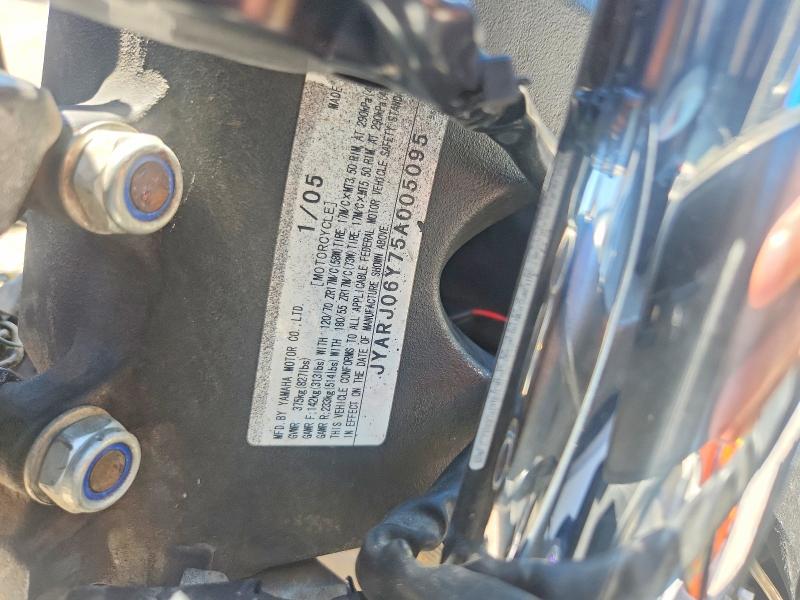 57588716 :رقم المزاد ، JYARJ06Y75A005095 vin ، 2005 Yamaha Yzfr6 مزاد بيع
