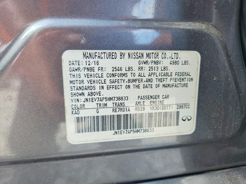 Aukcja sprzedaży 2017 Infiniti Q50, vin: JN1EV7AP5HM738833, numer aukcji: 57828286