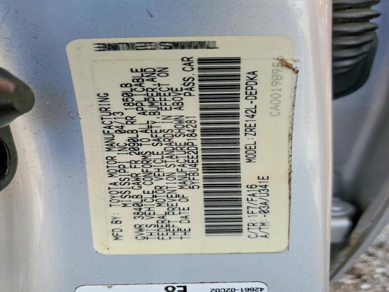 Продаж на аукціоні авто 2013 Toyota Corolla, vin: 5YFBU4EE2DP184281, номер лоту: 57321936