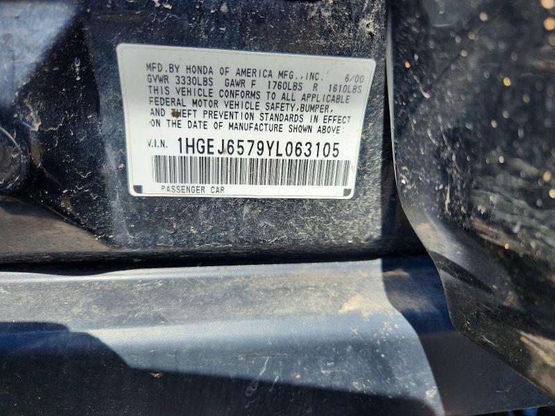 Продажа на аукционе авто 2000 Honda Civic, vin: 1HGEJ6579YL063105, номер лота: 57994276
