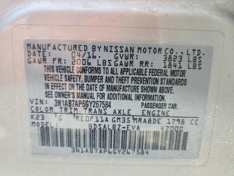 55748686 :رقم المزاد ، 3N1AB7AP6GY267584 vin ، 2016 Nissan Sentra مزاد بيع