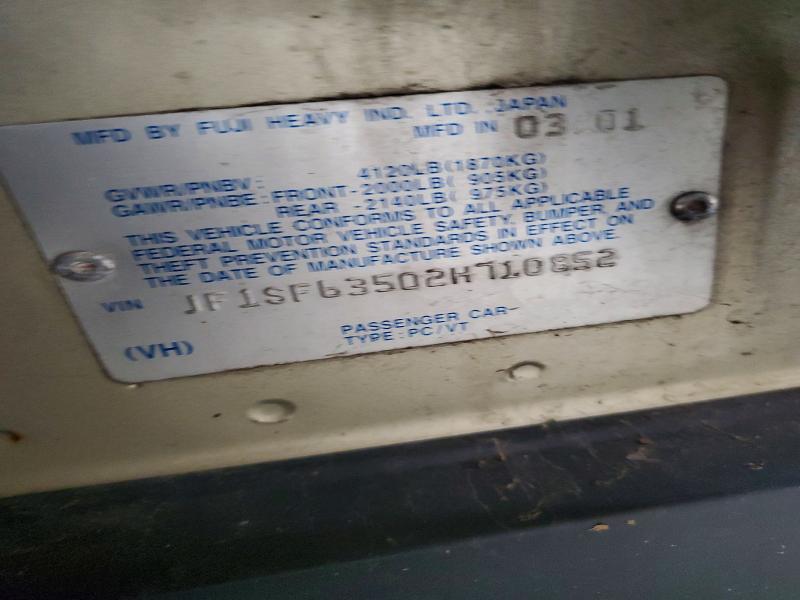 Продаж на аукціоні авто 2002 Subaru Forester, vin: JF1SF63502H710852, номер лоту: 59334856